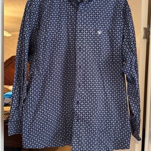 Blue Patterned Long Sleeve Shirt